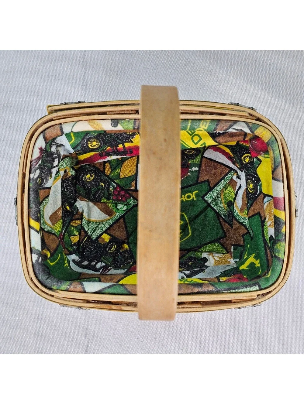 Longaberger John Deere Basket 2006 Liner Metal Tractor Tacks Handwoven 7x5x3.5